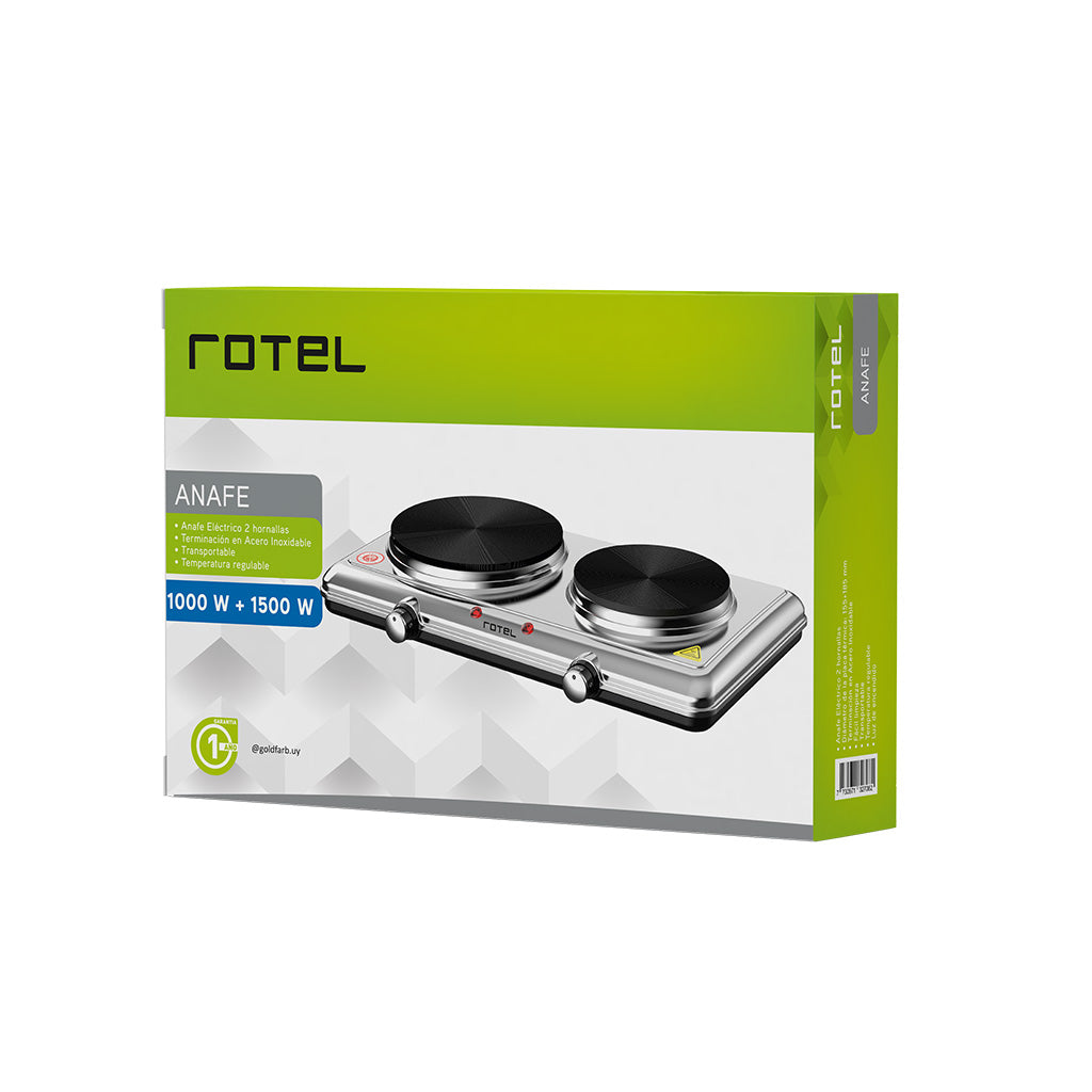 Anafe Eléctrico Rotel 2 Discos 1000/1500 W Acero Inoxidable
