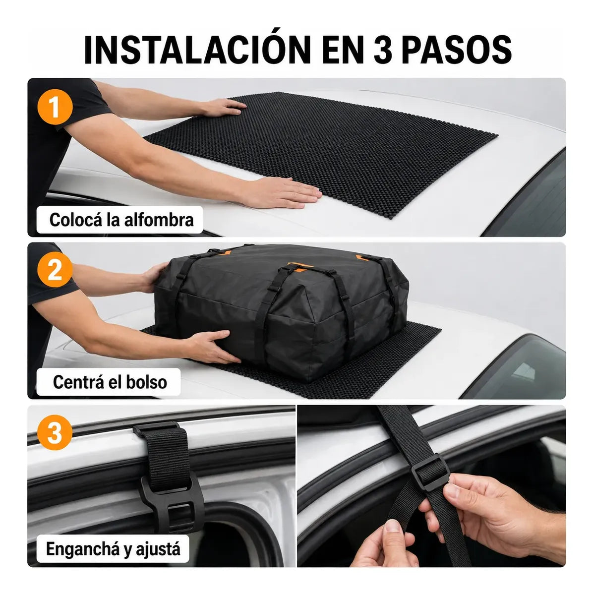 Bolso Portaequipaje Techo Auto Impermeable 558L de Capacidad + Alfombra Antideslizante