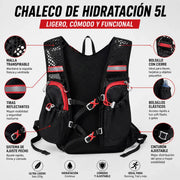 Chaleco Hidratación Running 5L + Vejiga 2L | Trail Running, Trekking y Ciclismo